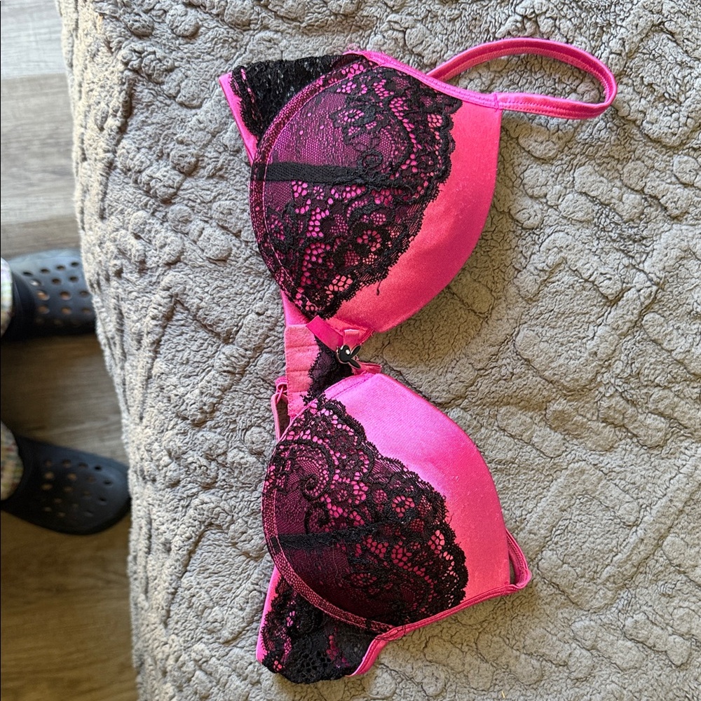 PLAYBOY Fuchsia Bra with Black Lace Detail